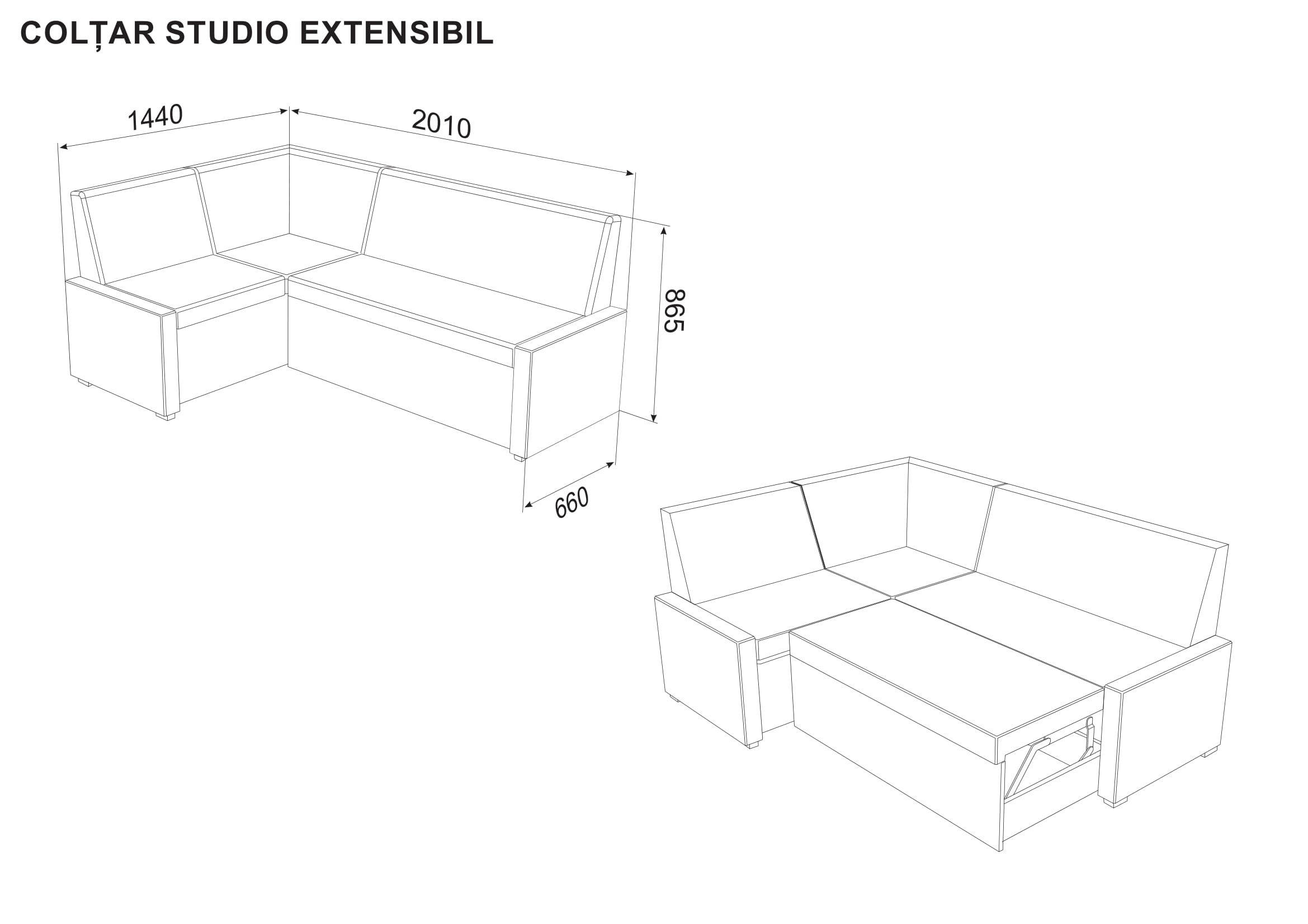 Colțar bucătărie Ambianța Studio Extensibil Sonoma închis